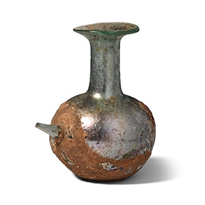 Roman Iridescent Glass Feeder Bottle