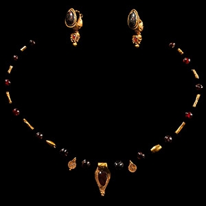 Roman Gold Necklace Element and Earring Set