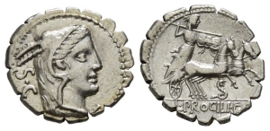 L. Procilius AR Serrate Denarius.