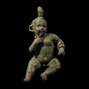 Roman Bronze Figure of Seated Harpocrates