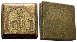 Byzantine Square AE Commercial Weight of 3 Unciae.