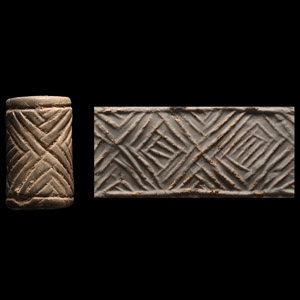 Proto-Sumerian Limestone Geometric Cylinder Seal