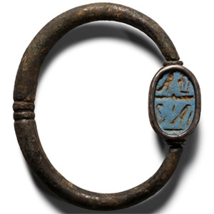 Etruscan Silver Bracelet with Mounted Scarab