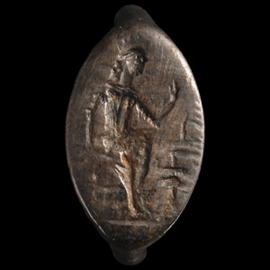 Greek Silver Ring with Seated Man