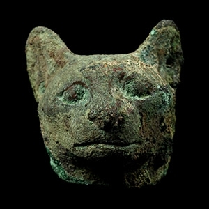 Egyptian Bronze Head of a Cat