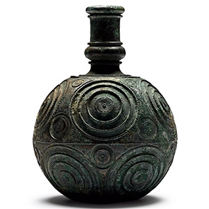 Roman Bronze Bottle with Circular Design