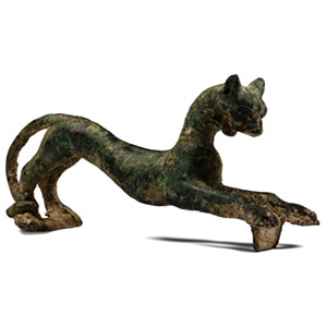 Bronze Handle of a Leaping Panther