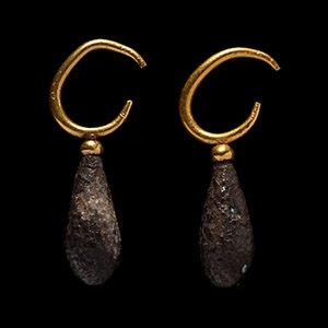 Late Eastern Greek Gold and Silver Earring Pair