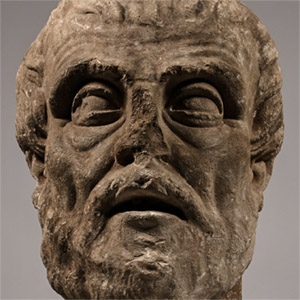 Monumental Roman Marble Head of a Greek Philosopher, Probably Diogenes
