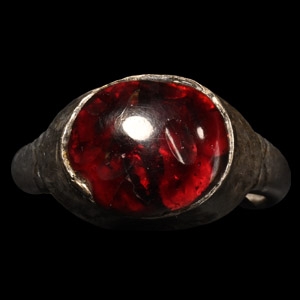 Western Asiatic Silver Ring with Garnet