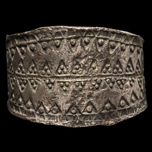Scandinavian Viking Silver Ring with Stamped Decoration