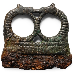 Scandinavian Viking Iron Fire Steel with Bronze Handle with Conjoined Horse Heads