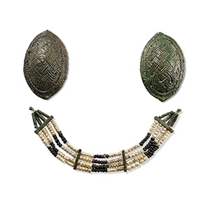 Scandinavian Viking Jellinge Style Bronze Oval Brooch Set