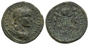 Valerian I AE Tetrassarion or 4 Assaria of Heliopolis, Seleucis and Pieria.