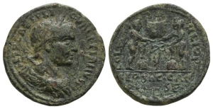 Valerian I AE Tetrassarion or 4 Assaria of Heliopolis, Seleucis and Pieria.
