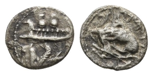 Phoenicia. Byblos, Addirmilk & Iyyenael (?) AR 1/16 Shekel.