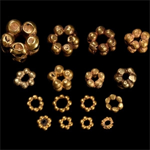 Western Asiatic Mixed Gold Floral Bead Group