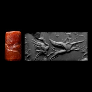 Early Achaemenid Carnelian Cylinder Seal with Hunting Scene