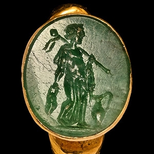 Roman Gold Ring with Maenad Gemstone