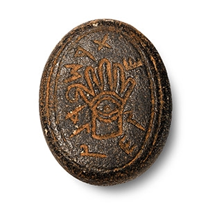 Gnostic Black Stone Scaraboid with Eye in Hand