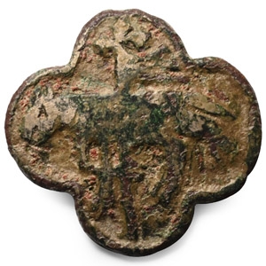 Medieval Silvered Bronze Knights Horse Harness Pendant with Lamb of God