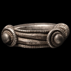 Viking Period Silver Ring with Coiled Bezel