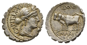 C. Marius C. f. Capito AR Serrate Denarius.