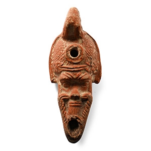Roman Terracotta Oil Lamp of Head of Silenus