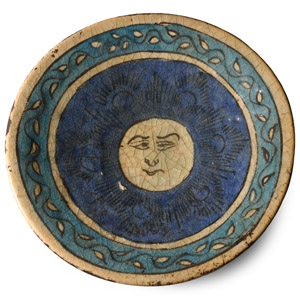 Qajar Glazed Dish with Face