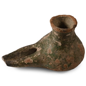 Western Asiatic Green Glazed Oil Lamp