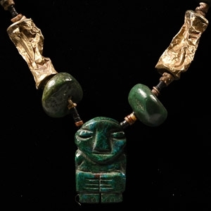 Pre-Columbian Style Jadeite and Gold Bead Necklace