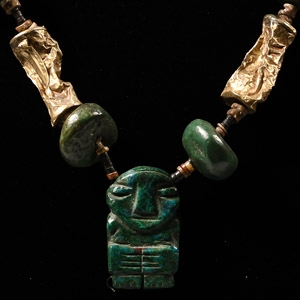 Pre Columbian Jadeite and Gold Bead Necklace
