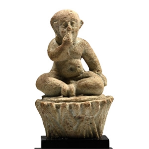 Egyptian Green Glazed Faience Figure of Harpocrates