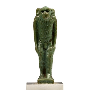 Egyptian Green Glazed Faience Amulet of a Monkey
