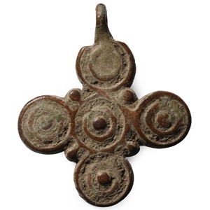 Byzantine Bronze Five Wounds of Christ Cross Pendant