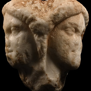 Roman Marble Altar Top with Three Heads of Hekate