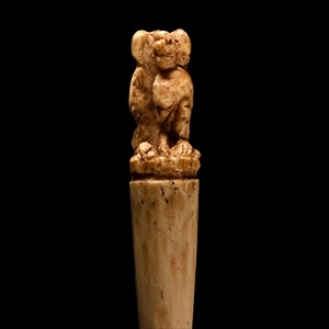 Egyptian Bone Hairpin with Thoth as a Baboon