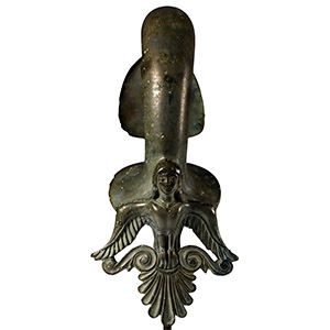 Etruscan Bronze Hydria Handle with Siren
