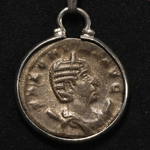 Roman Empress Salonina Silver Coin in Pendant Necklace