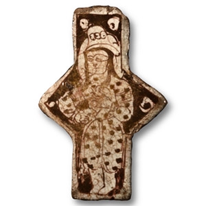 Kashan Lustre Pottery Tile with Standing Male Figure