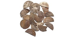 Group of Twenty [20] English Hammered Cut AR Halfpennies.