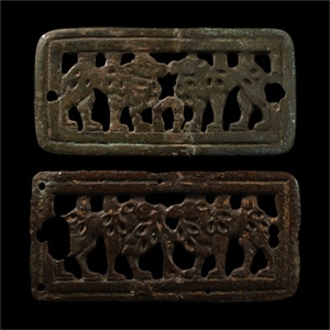 Ordos Bronze Belt Buckle Pair with Camels
