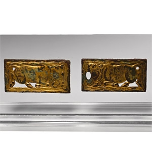 Ordos Gilt Bronze Belt Plate Pair with Bulls