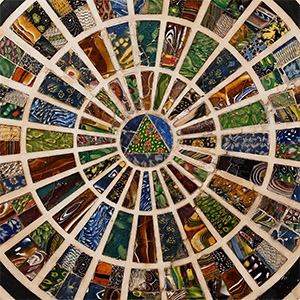 Roman Polychrome Mosaic Glass Set into a Marble Table Top