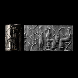 Old Akkadian Cylinder Seal with Drinking Scene