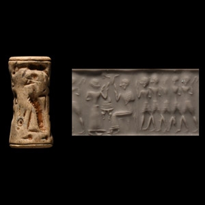 Mitanni Fawn Stone Cylinder Seal with Female Figures