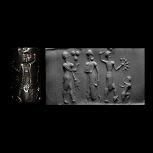 Old Babylonian Hematite Cylinder Seal with Figures