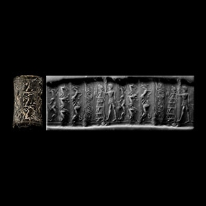 Syrian Stone Cylinder Seal with Figure Wearing Kilt