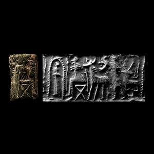 Anatolian Dark Green Cylinder Seal with God