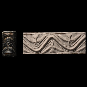 Anatolian Dark Stone Cylinder Seal with Birds